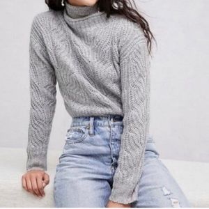 J. Crew | Pointelle Cable Sweater, Size Small, Alpaca Gray